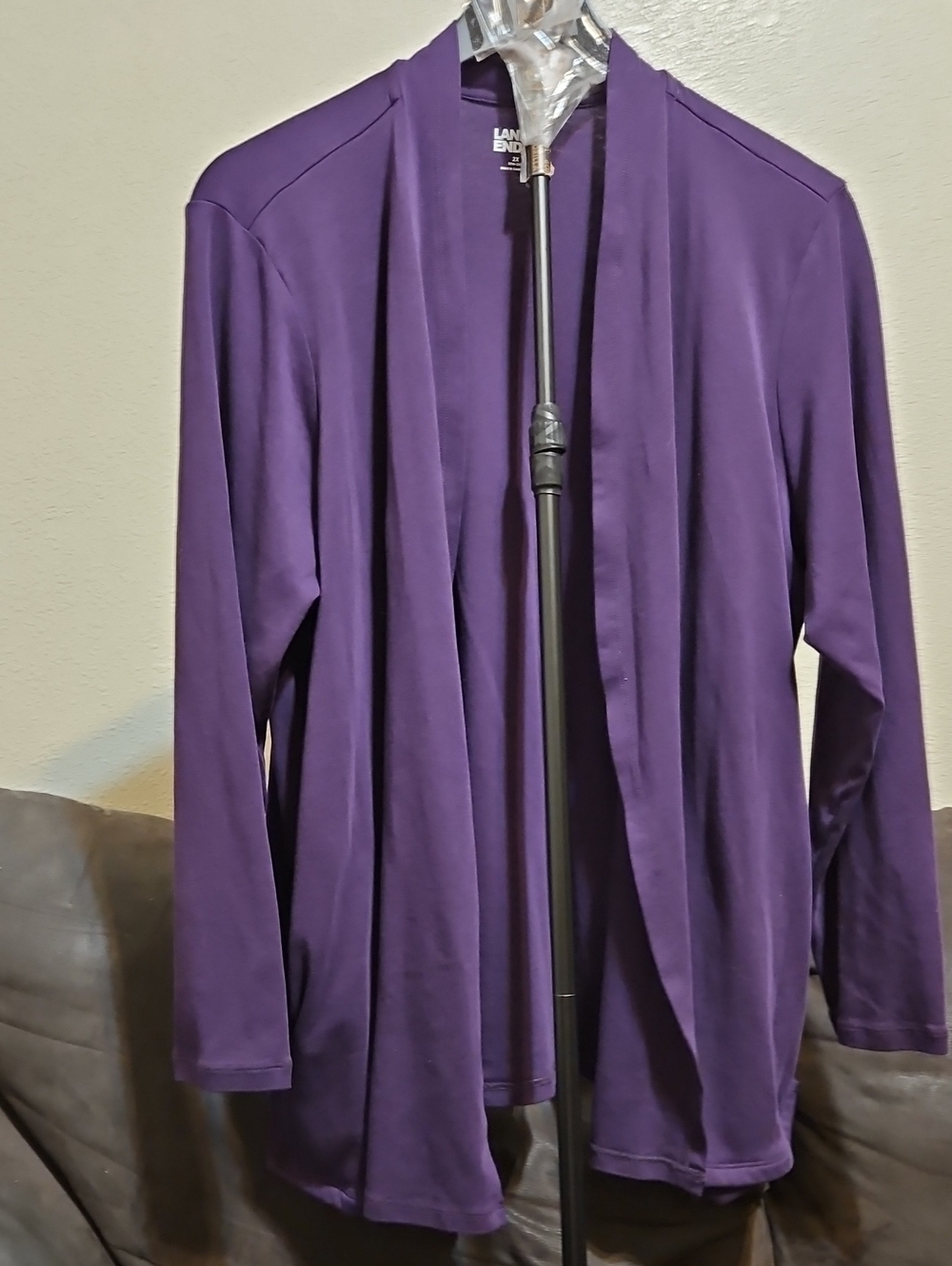 Lands' End Women’s Open-Front Purple Cardigan Sweater